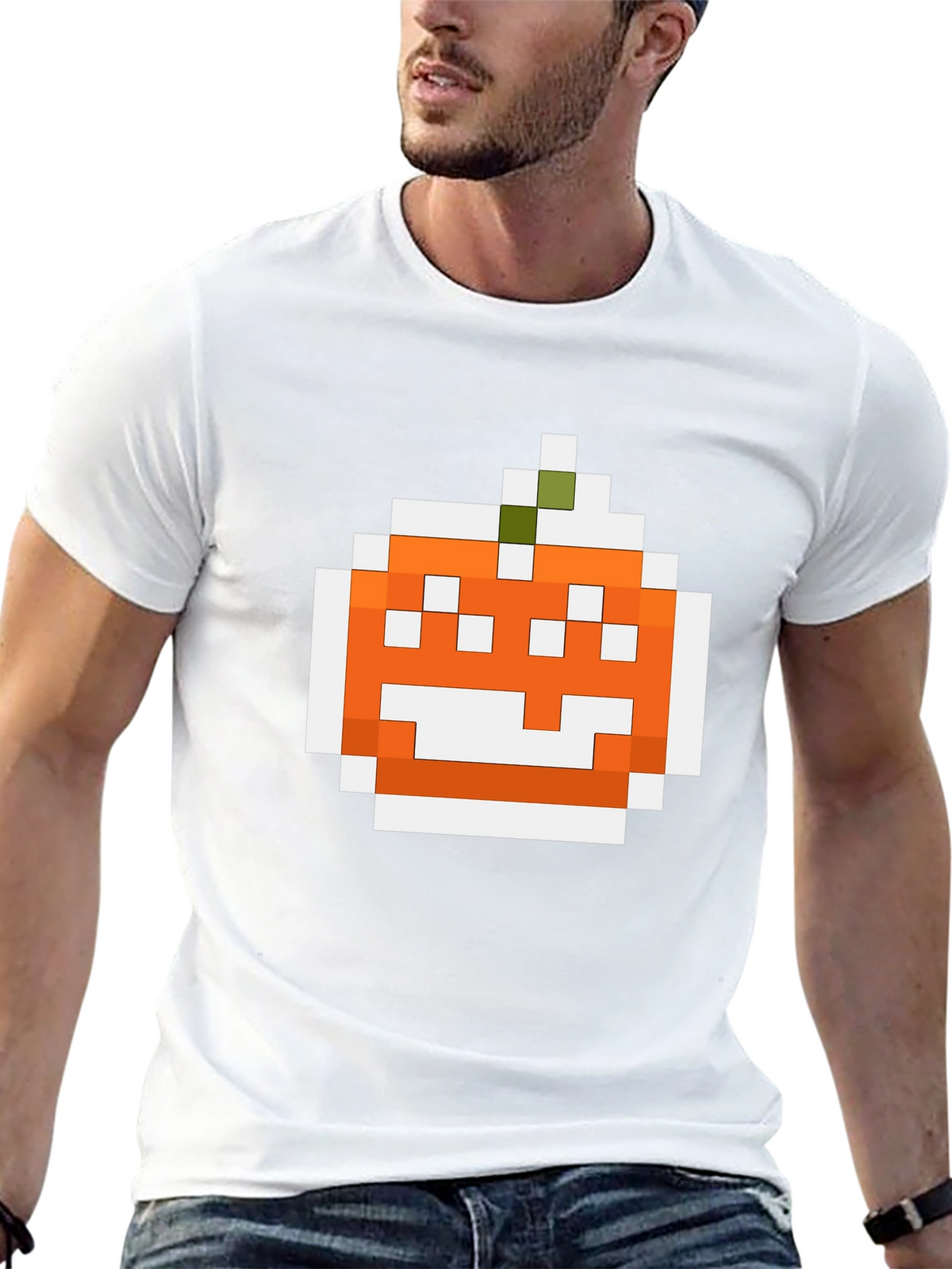 Pixel Pumpkin Graphic Tee - Halloween Shirt