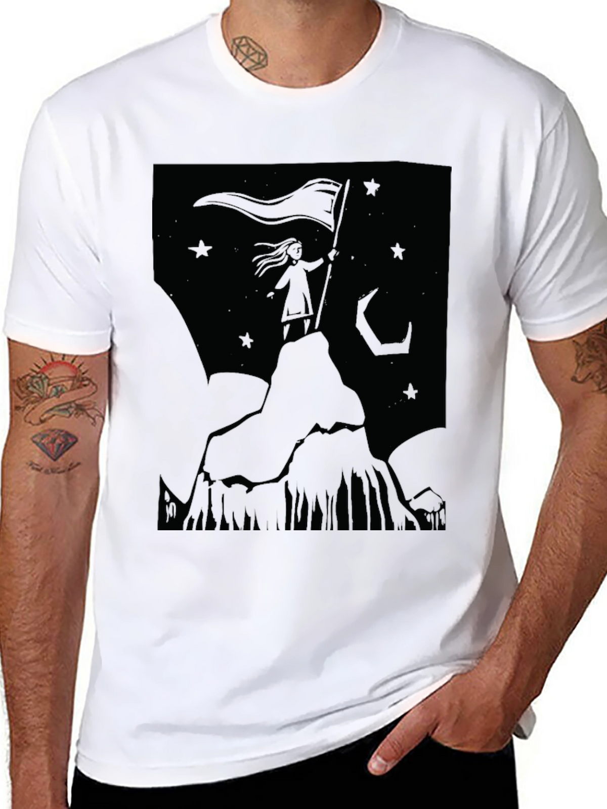 Mountain Top Girl Graphic T-Shirt - Black