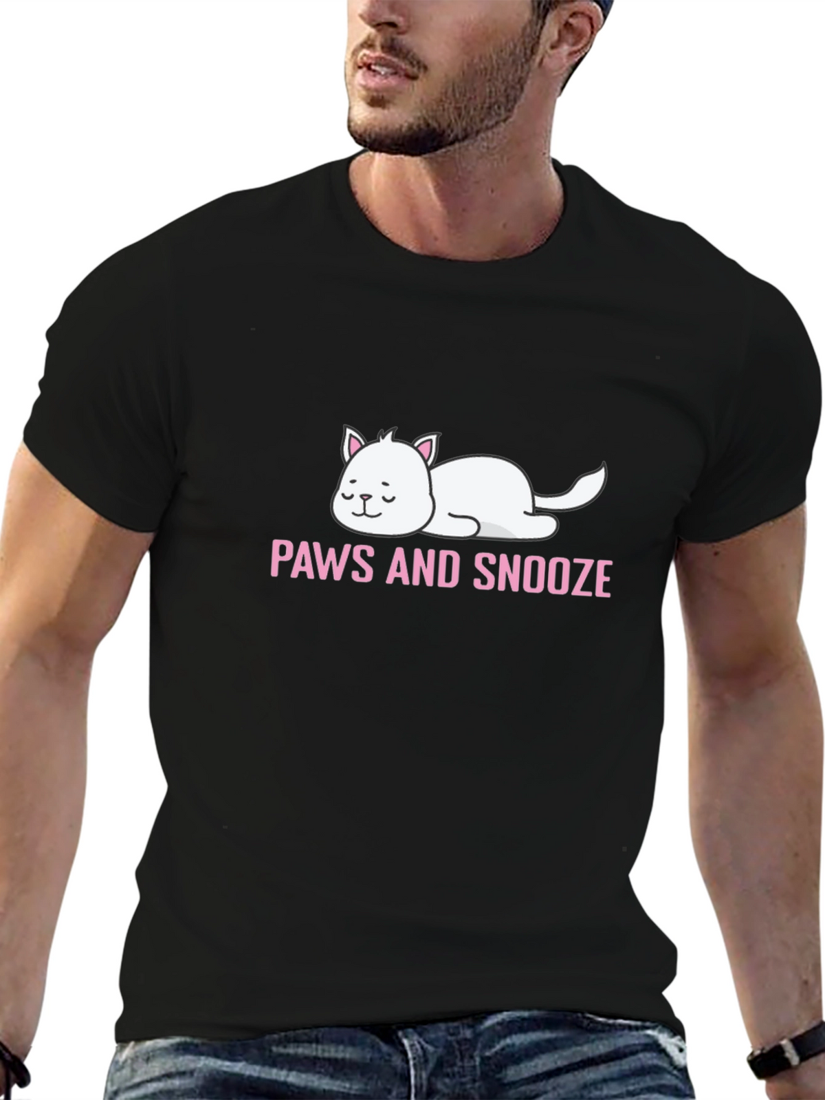 Paws and Snooze Cat Graphic T-Shirt