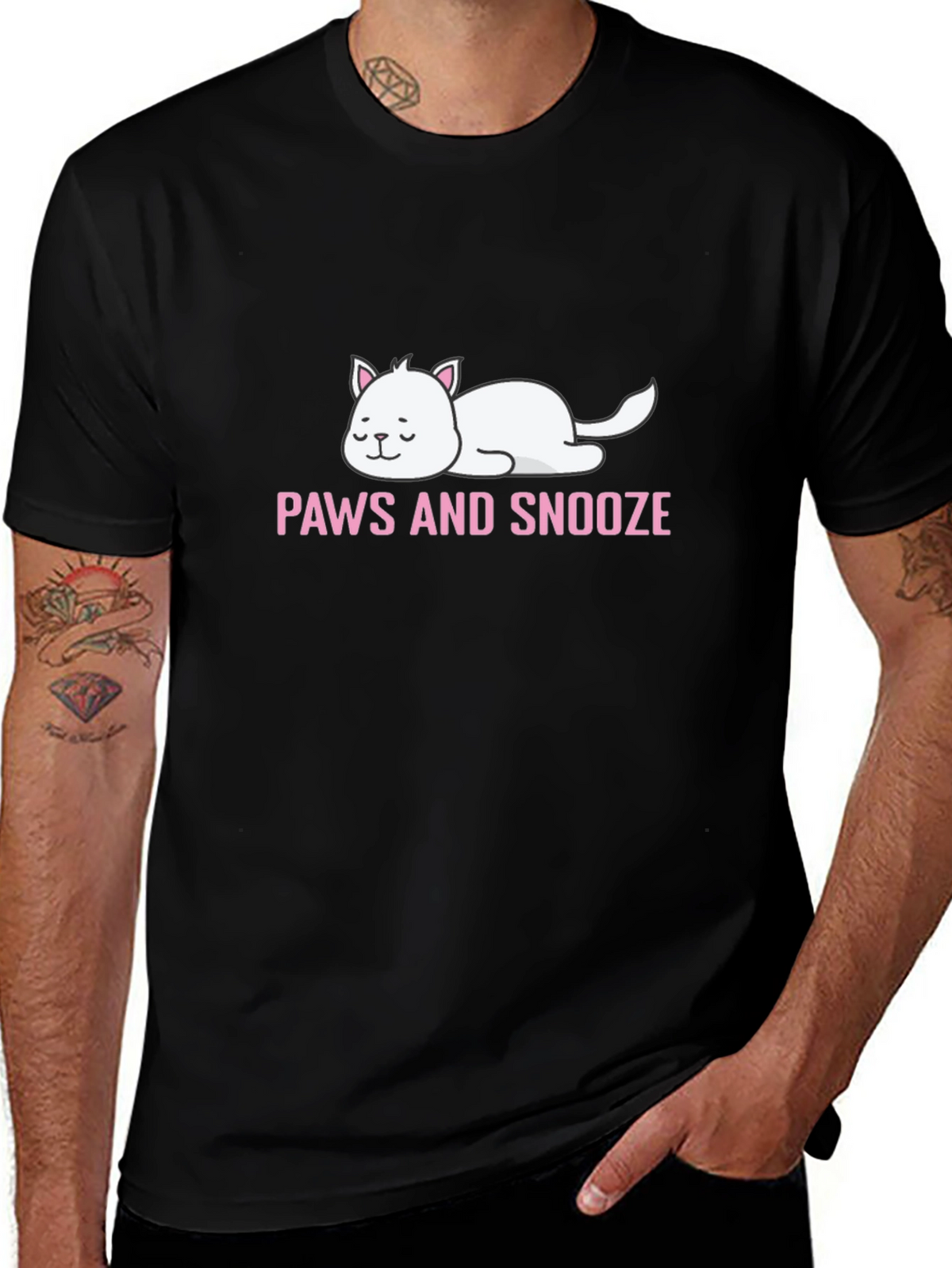 Paws and Snooze Cat Graphic T-Shirt