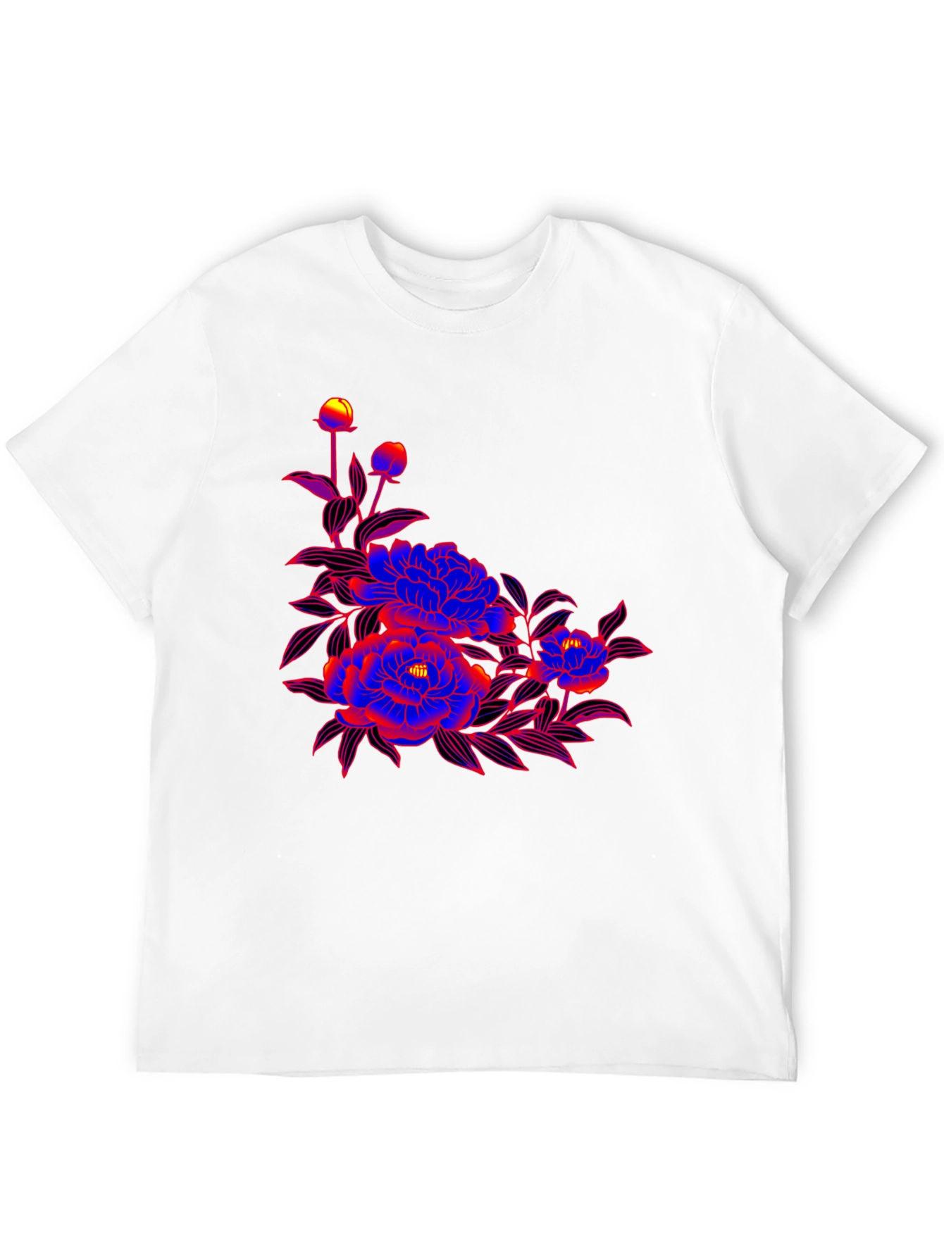 Bold Floral Graphic Print Black T-Shirt