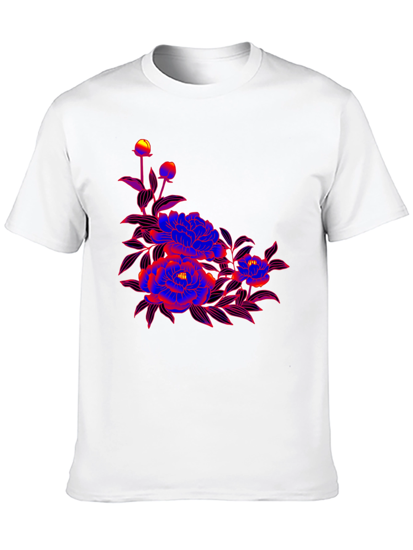 Bold Floral Graphic Print Black T-Shirt