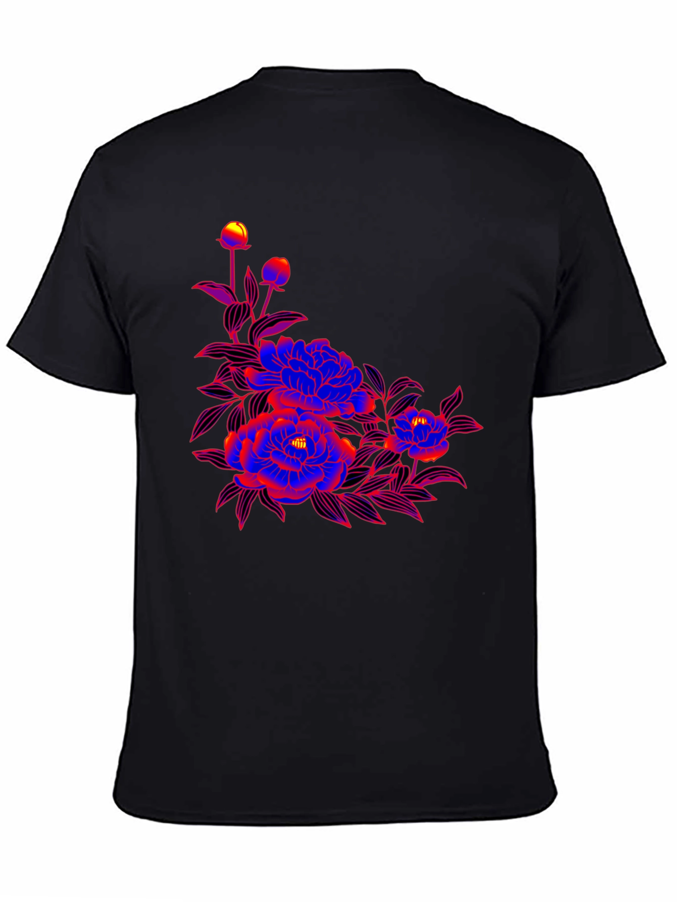 Bold Floral Graphic Print Black T-Shirt
