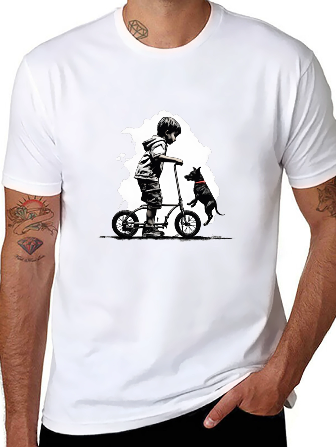 Boy on Bike T-Shirt - Black