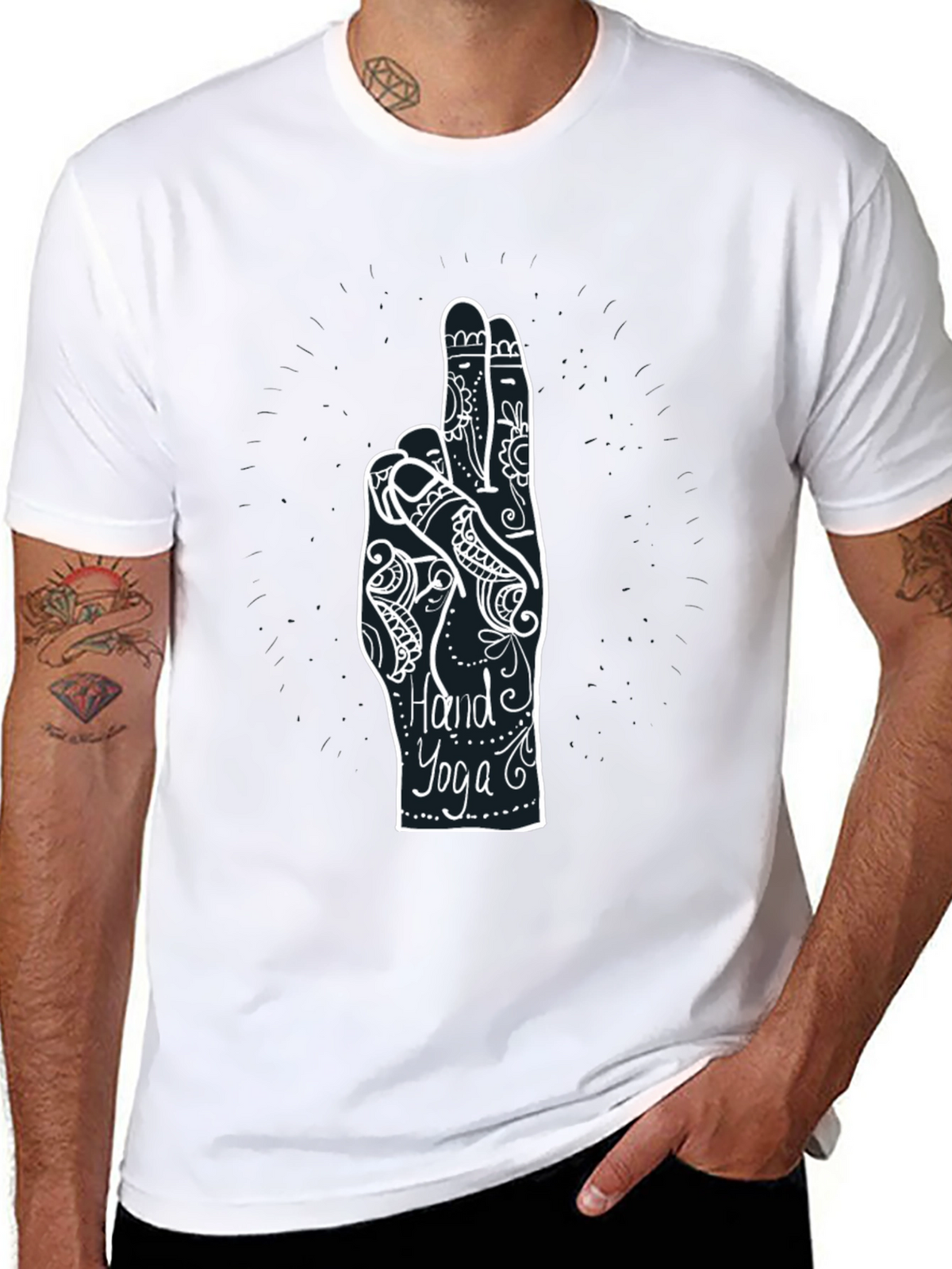 Hand Yoga Graphic Tee - Unisex Cotton Blend Shirt