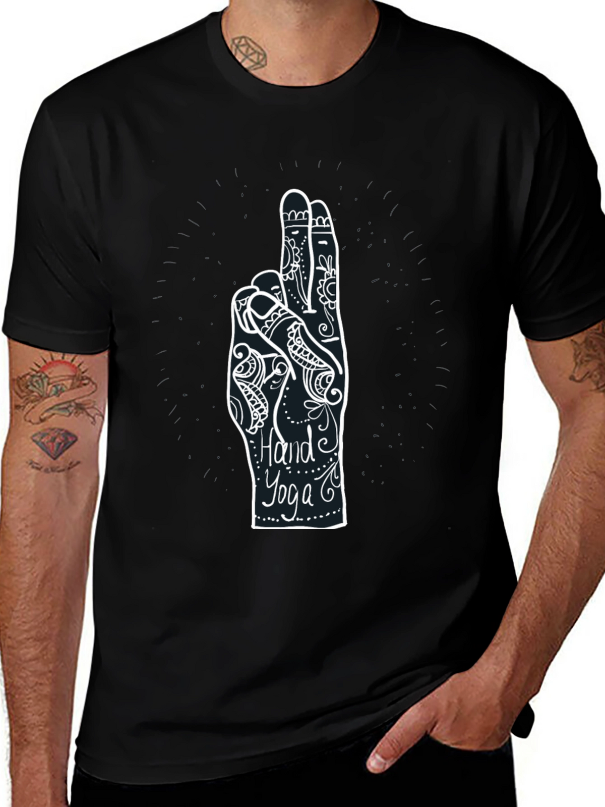 Hand Yoga Graphic Tee - Unisex Cotton Blend Shirt