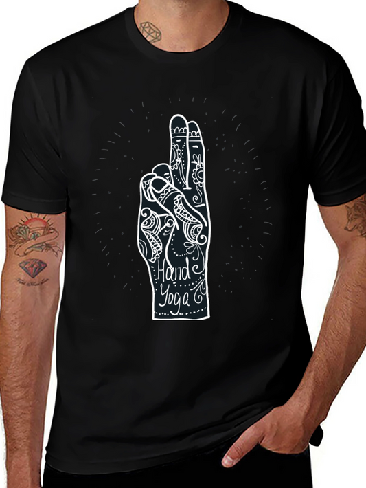 Hand Yoga Graphic Tee - Unisex Cotton Blend Shirt