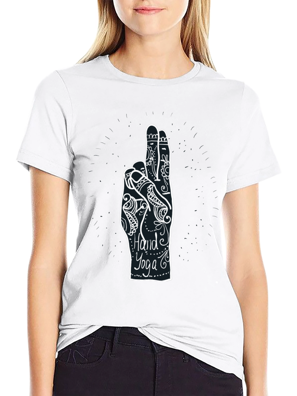 Hand Yoga Graphic Tee - Unisex Cotton Blend Shirt
