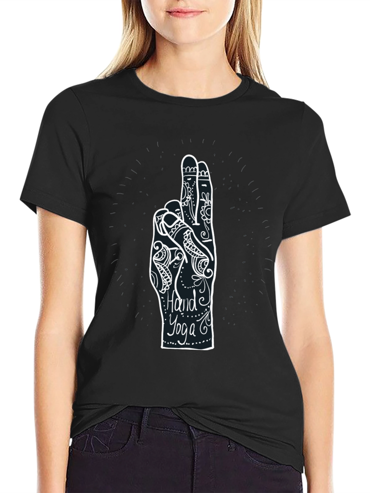 Hand Yoga Graphic Tee - Unisex Cotton Blend Shirt