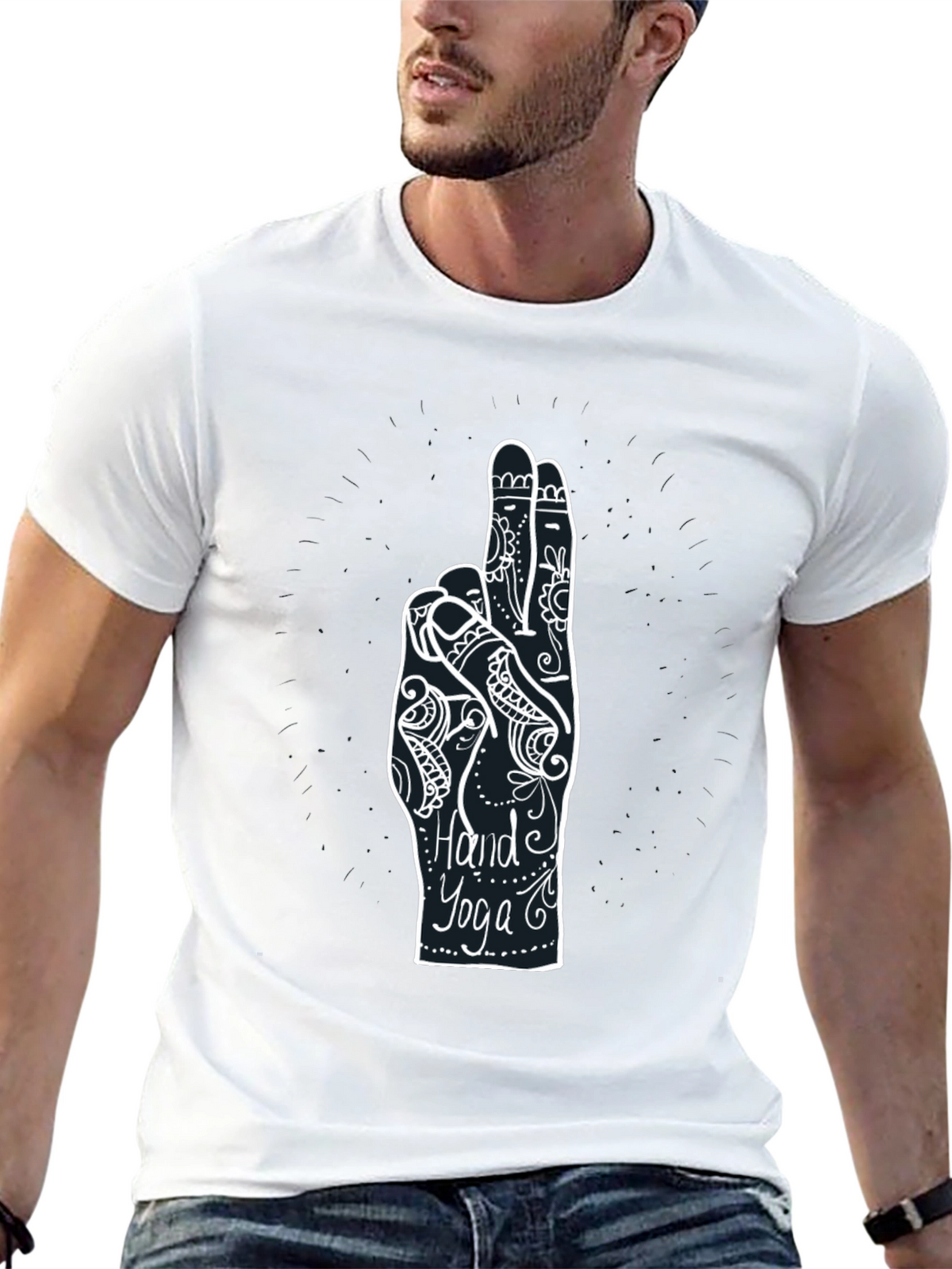 Hand Yoga Graphic Tee - Unisex Cotton Blend Shirt