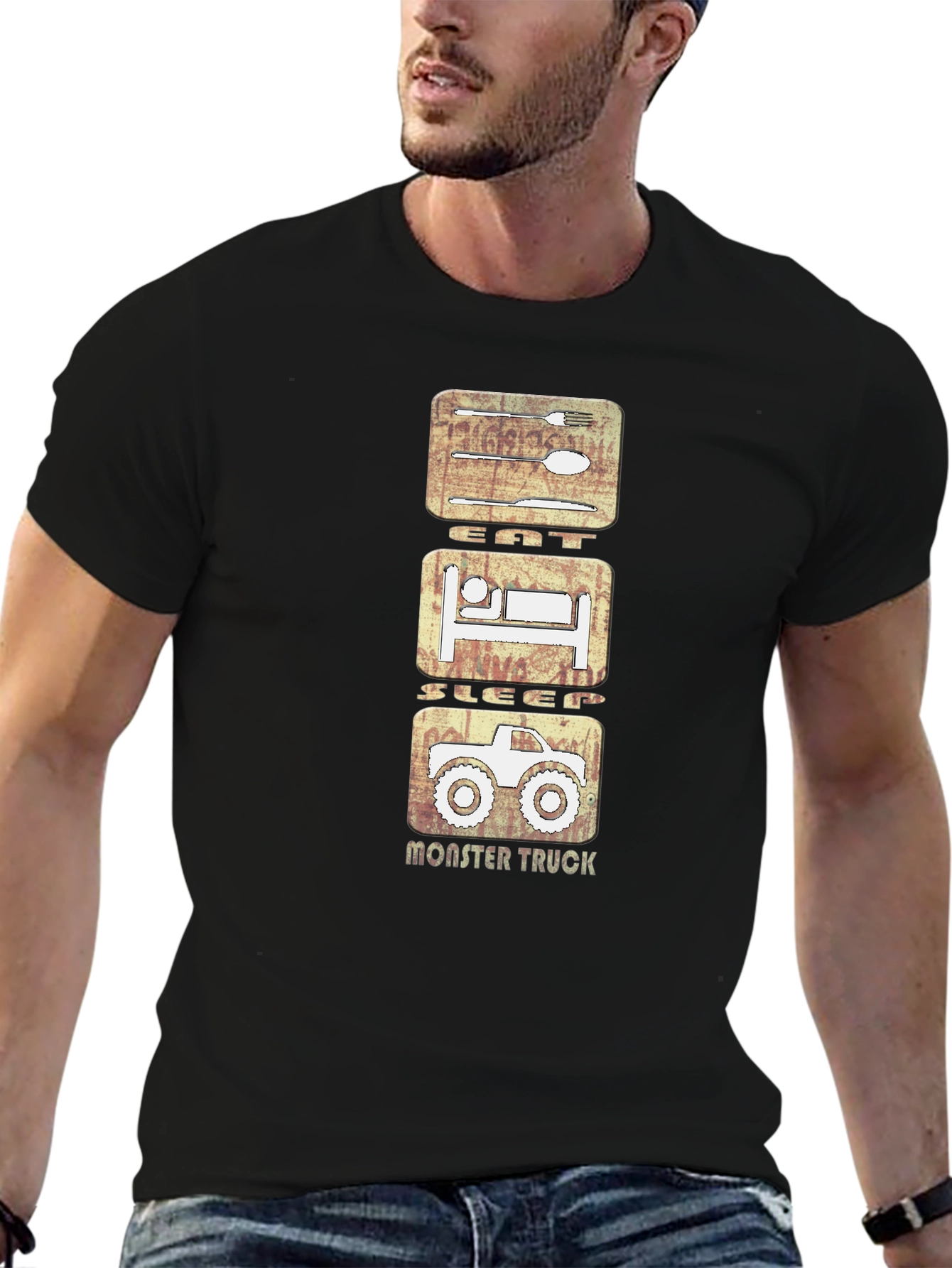 Eat Sleep Monster Truck Black Graphic Tee