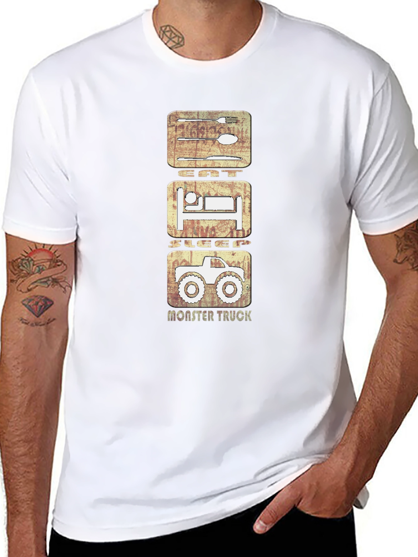 Eat Sleep Monster Truck Black Graphic Tee