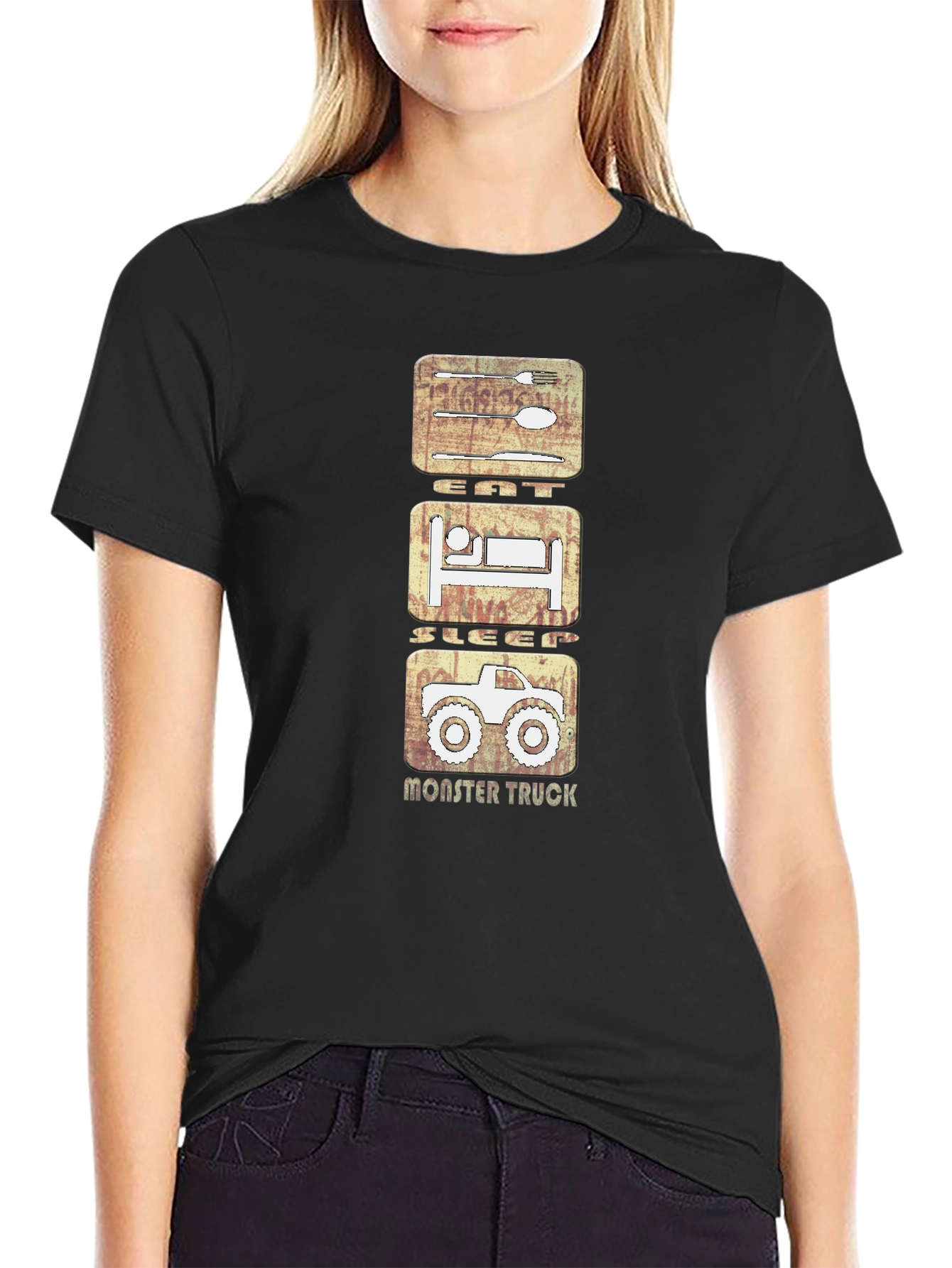 Eat Sleep Monster Truck Black Graphic Tee