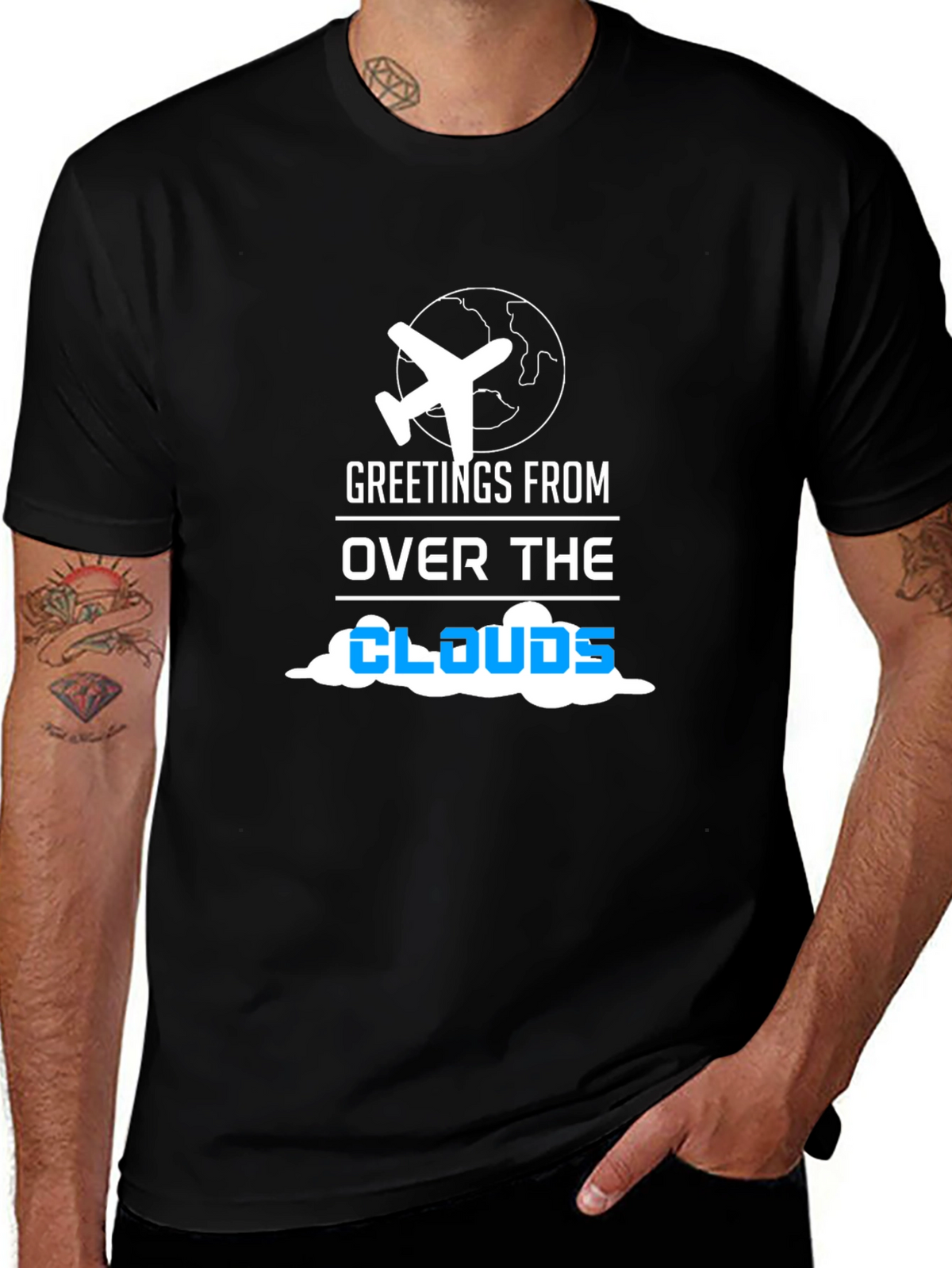 Greetings from Over the Clouds Airplane Travel T-Shirt