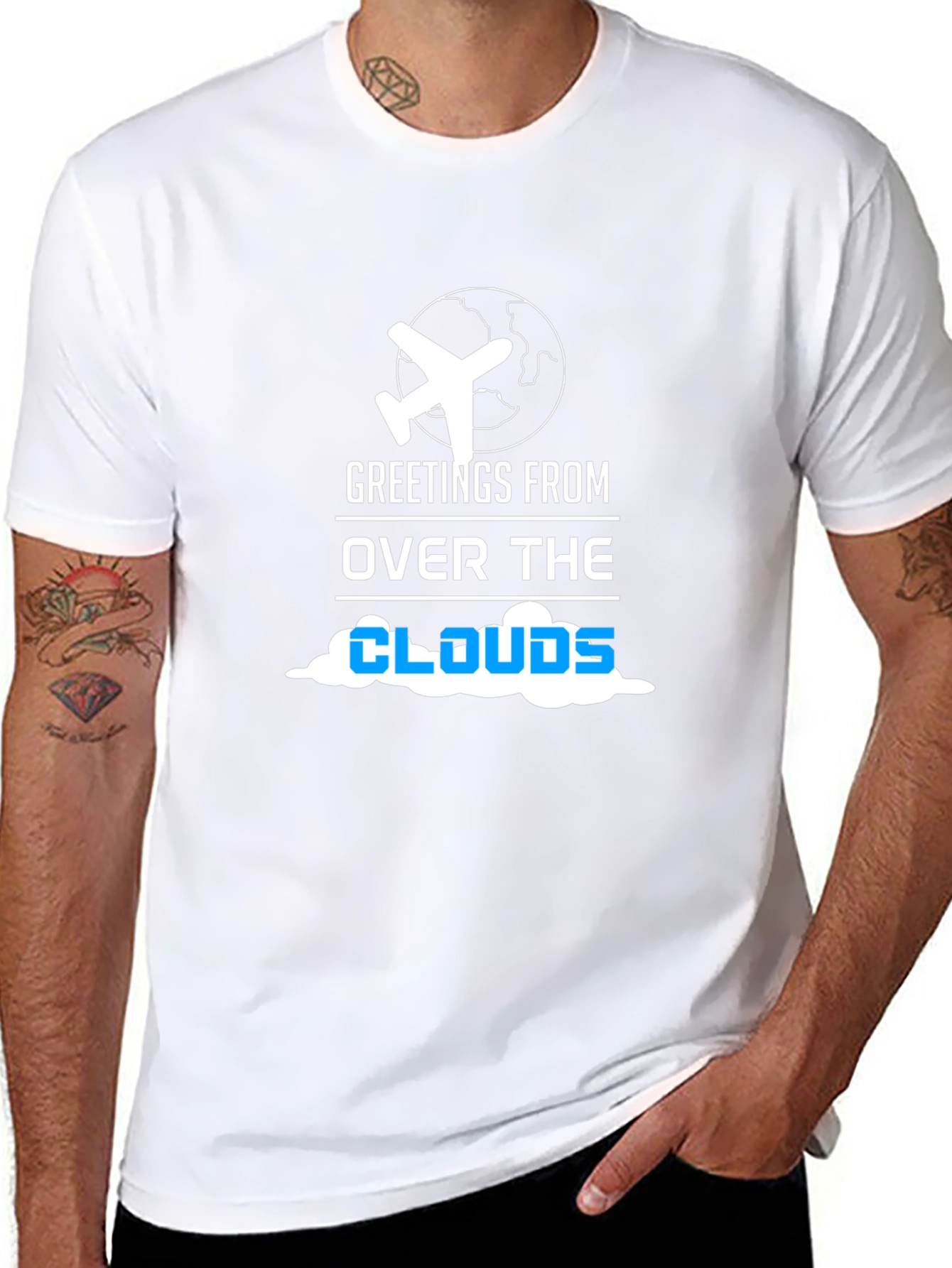 Greetings from Over the Clouds Airplane Travel T-Shirt