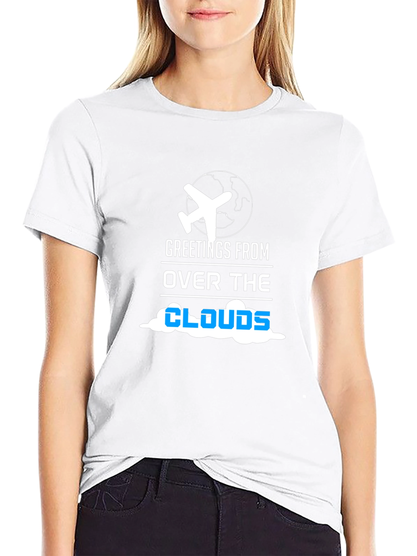 Greetings from Over the Clouds Airplane Travel T-Shirt