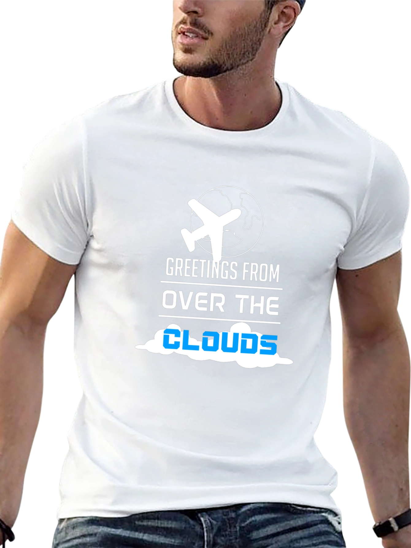 Greetings from Over the Clouds Airplane Travel T-Shirt