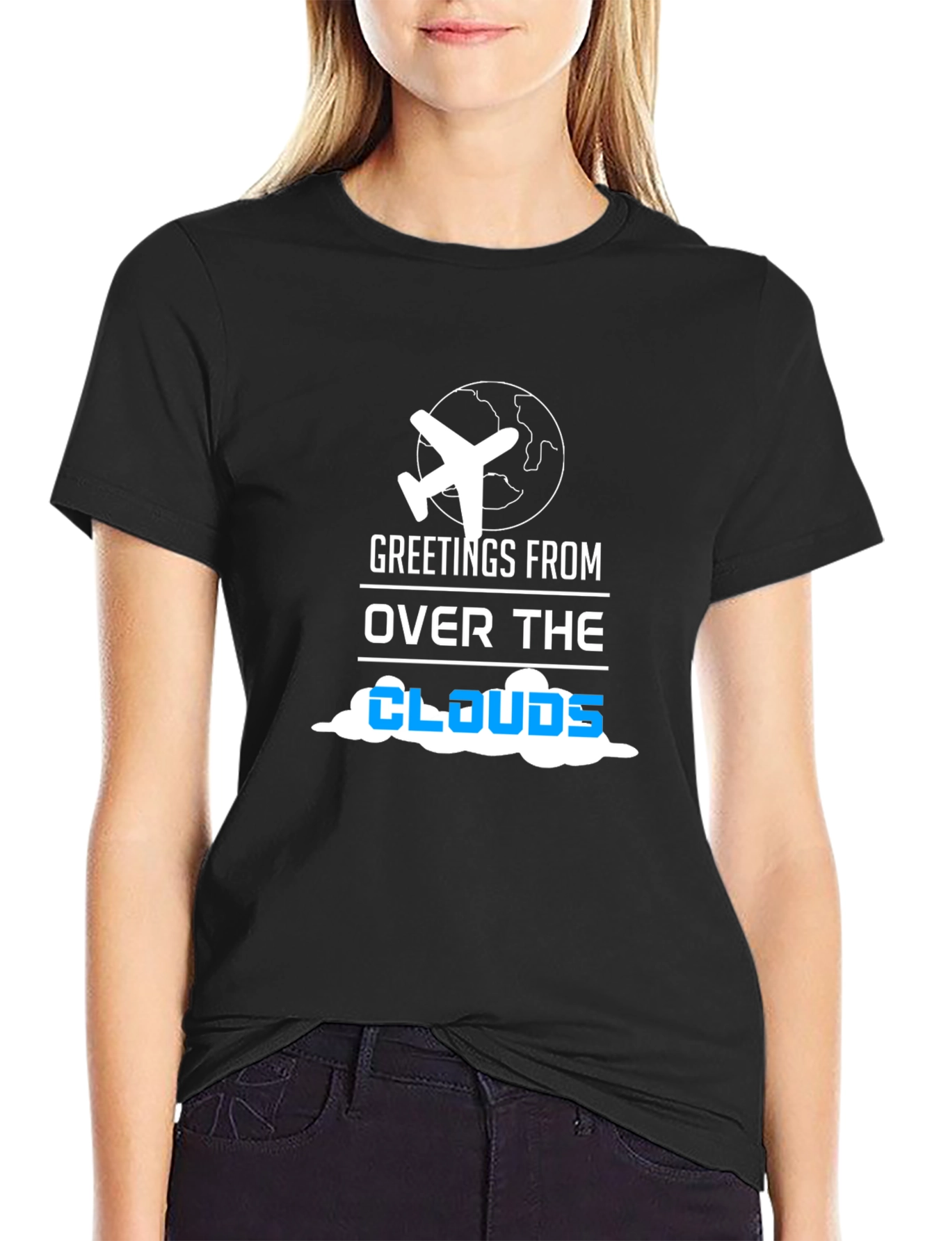 Greetings from Over the Clouds Airplane Travel T-Shirt