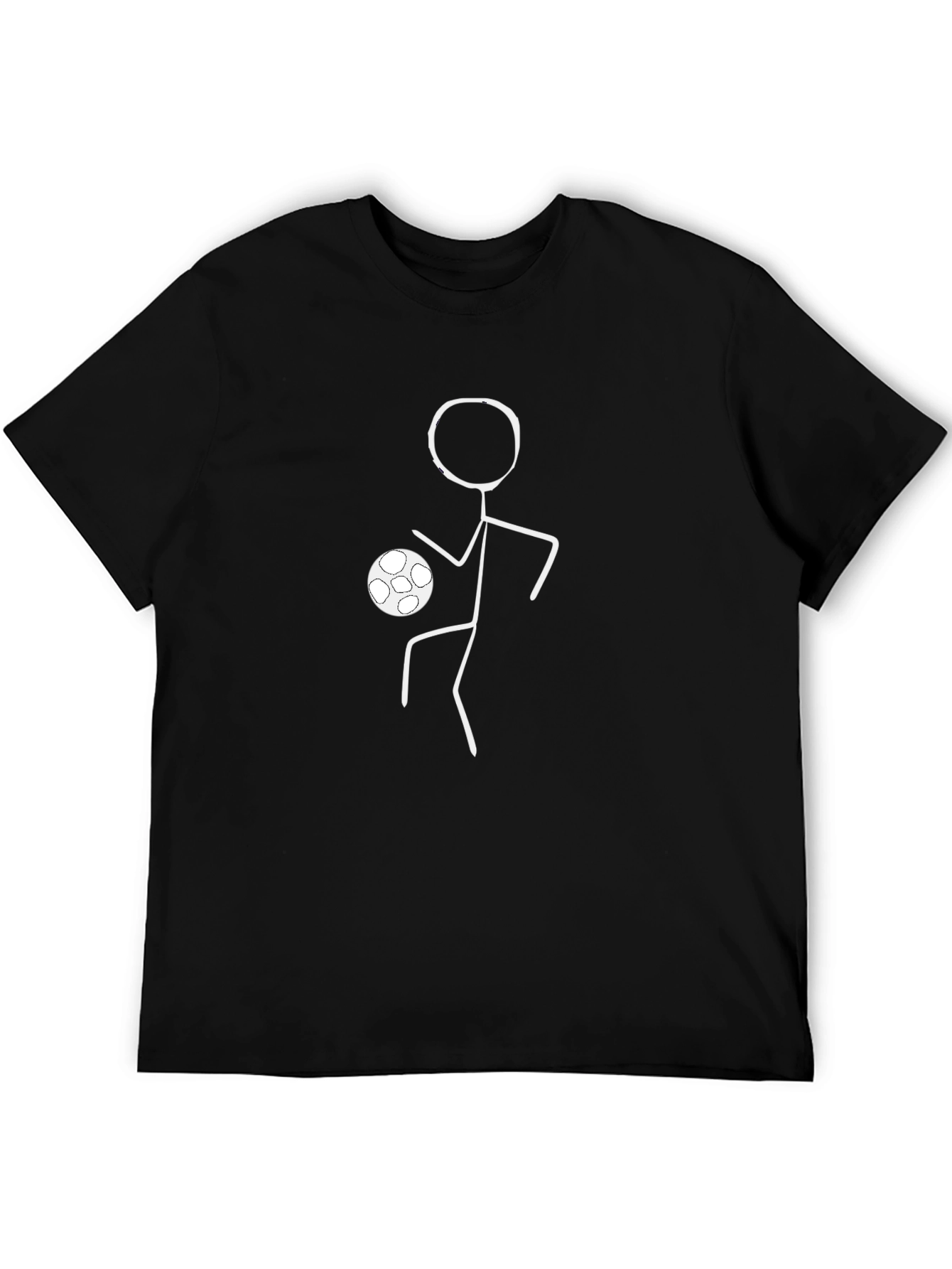 Soccer Stick Figure T-Shirt - Black Crew Neck