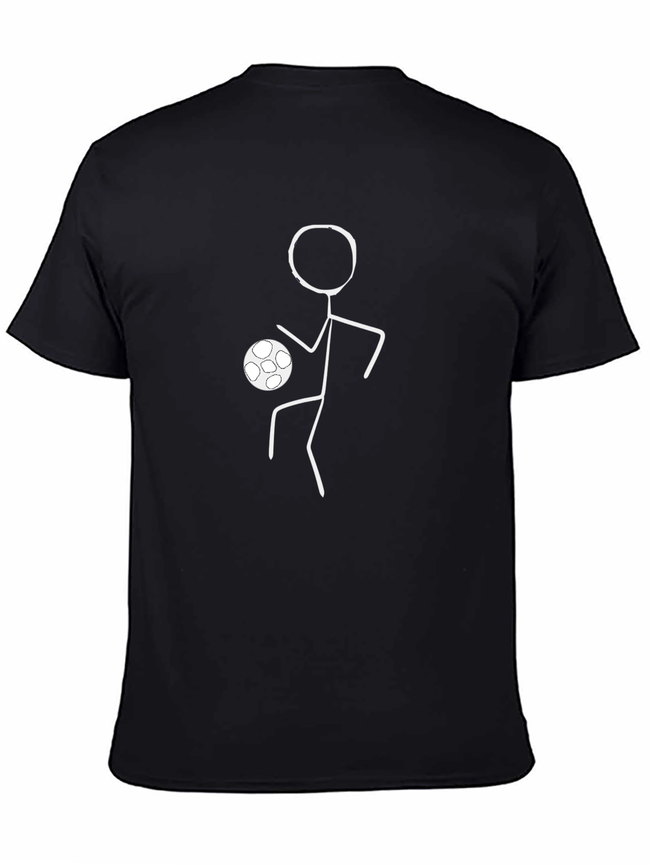 Soccer Stick Figure T-Shirt - Black Crew Neck