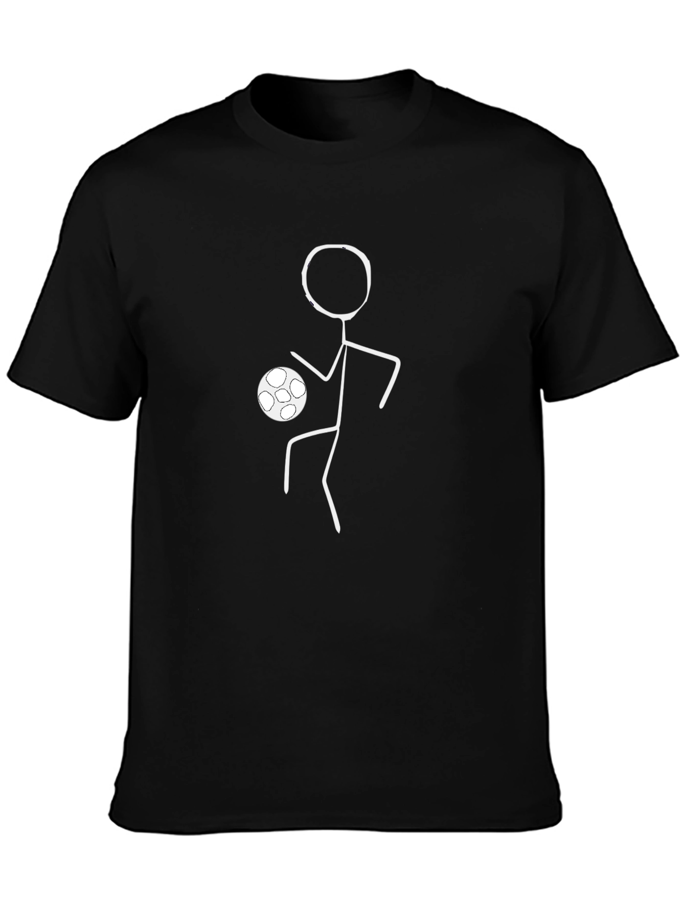 Soccer Stick Figure T-Shirt - Black Crew Neck