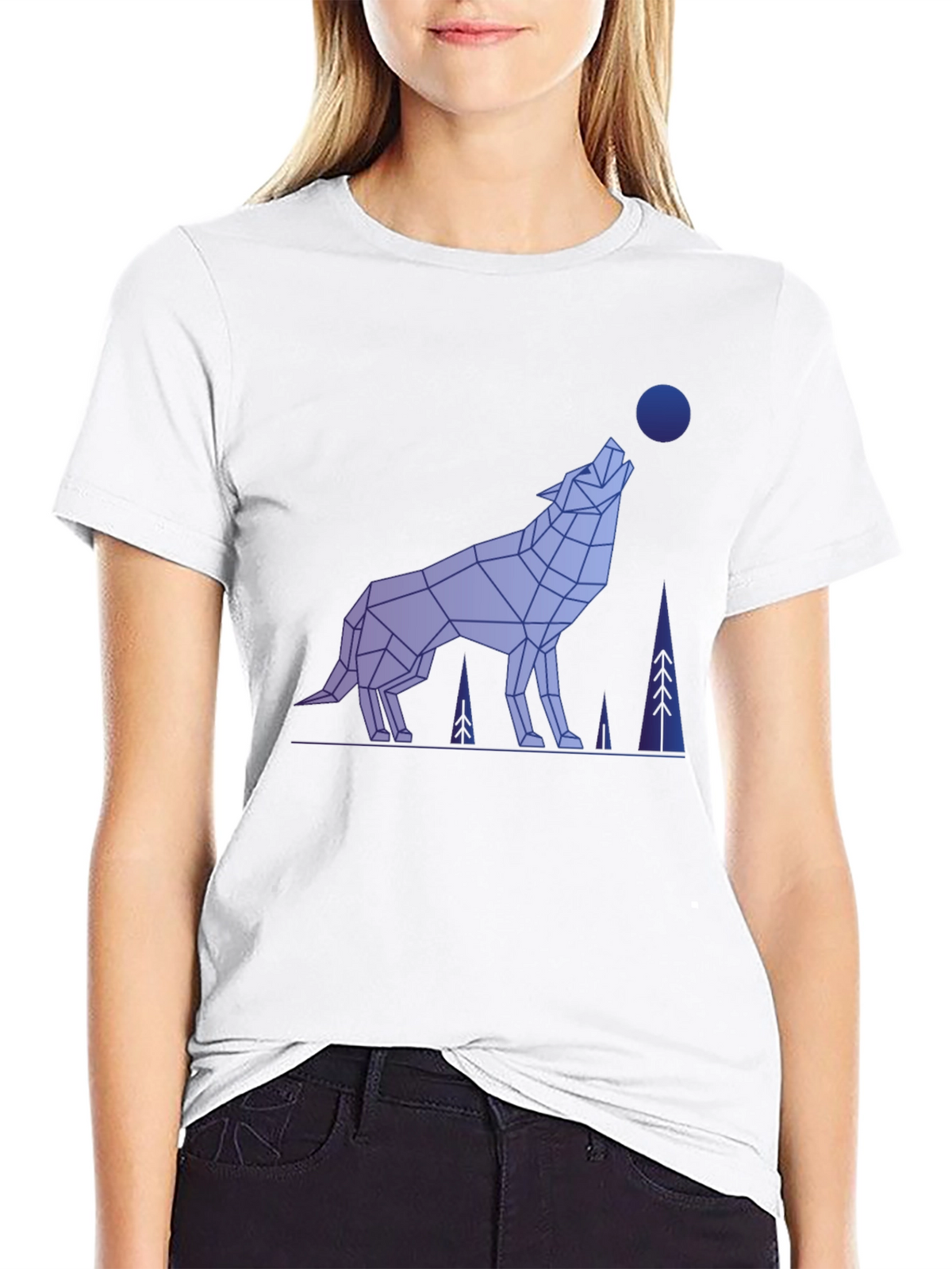 Geometric Wolf Graphic Tee - Mens Black T-Shirt