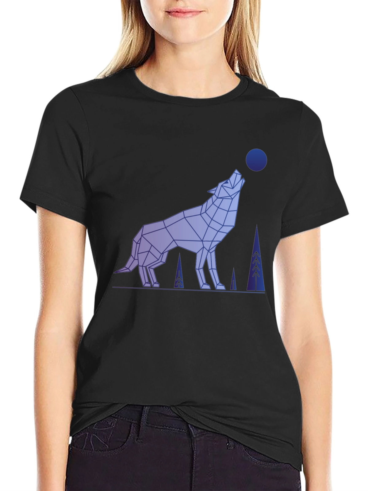 Geometric Wolf Graphic Tee - Mens Black T-Shirt