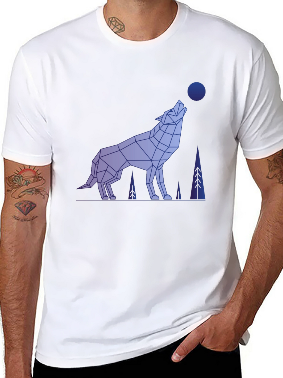 Geometric Wolf Graphic Tee - Mens Black T-Shirt