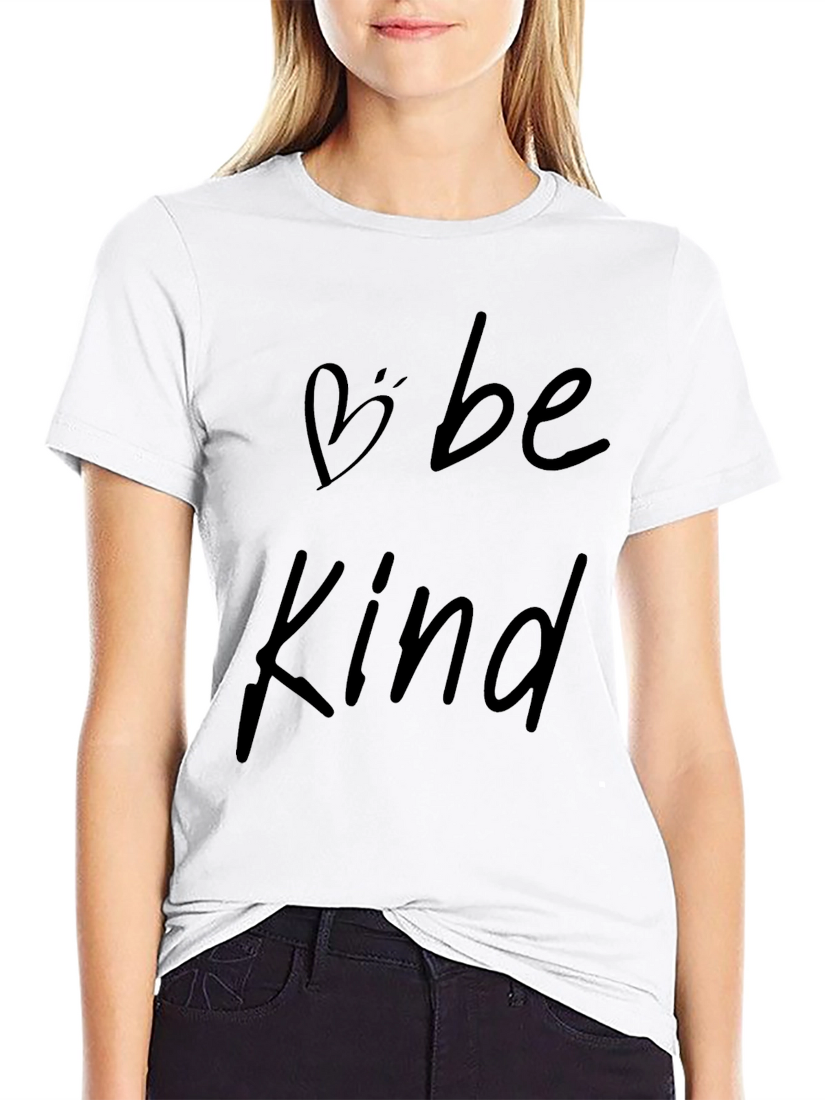 Be Kind Black Graphic T-Shirt - Heart Detail