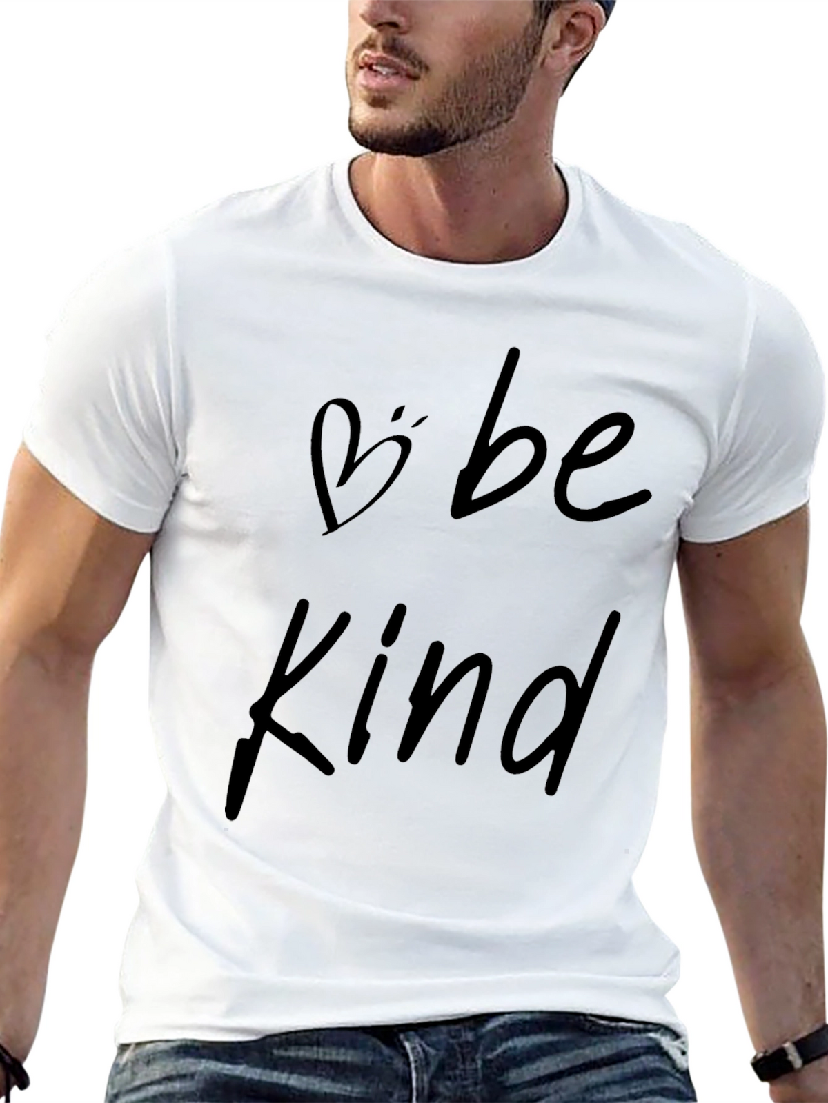 Be Kind Black Graphic T-Shirt - Heart Detail