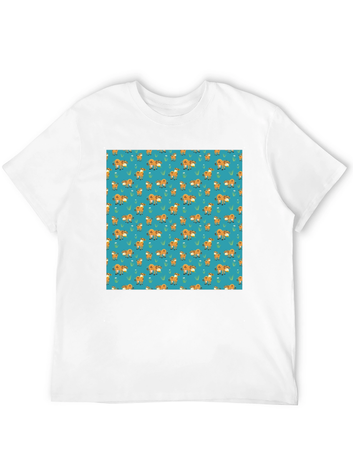 Fox Pattern Black Casual T-Shirt