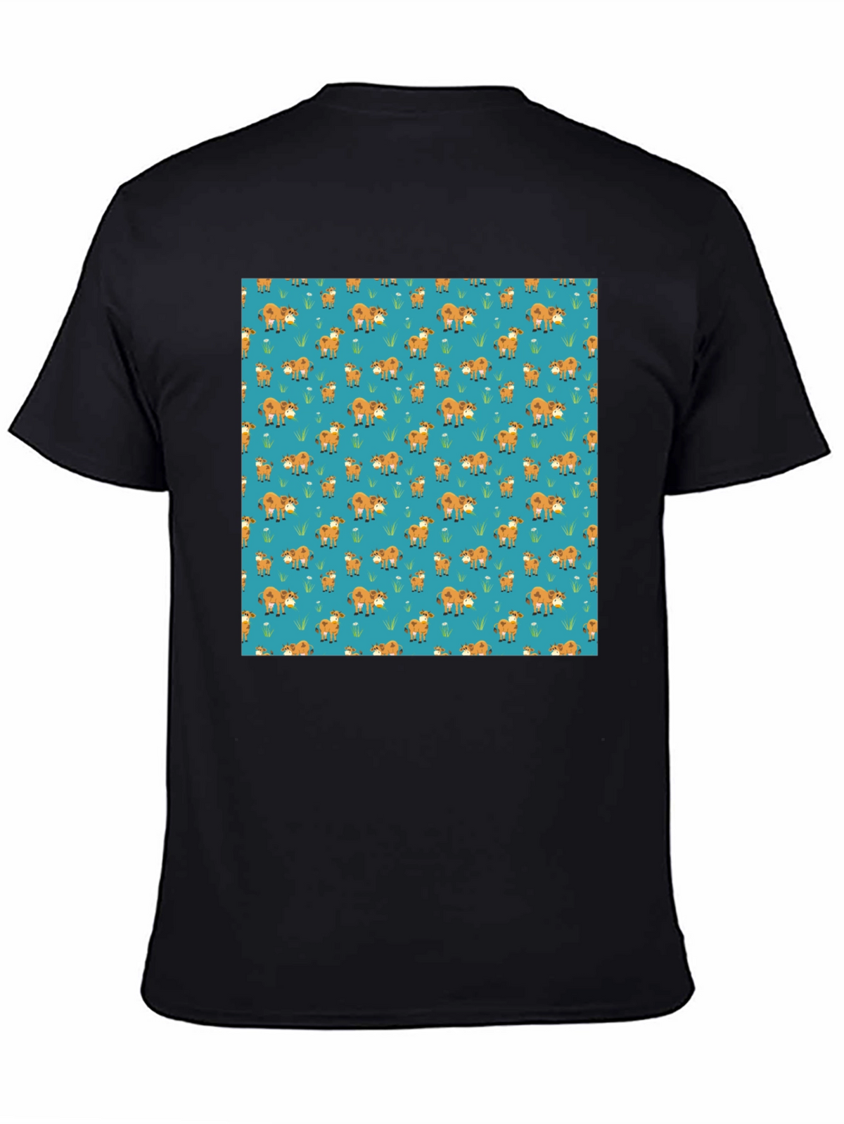 Fox Pattern Black Casual T-Shirt