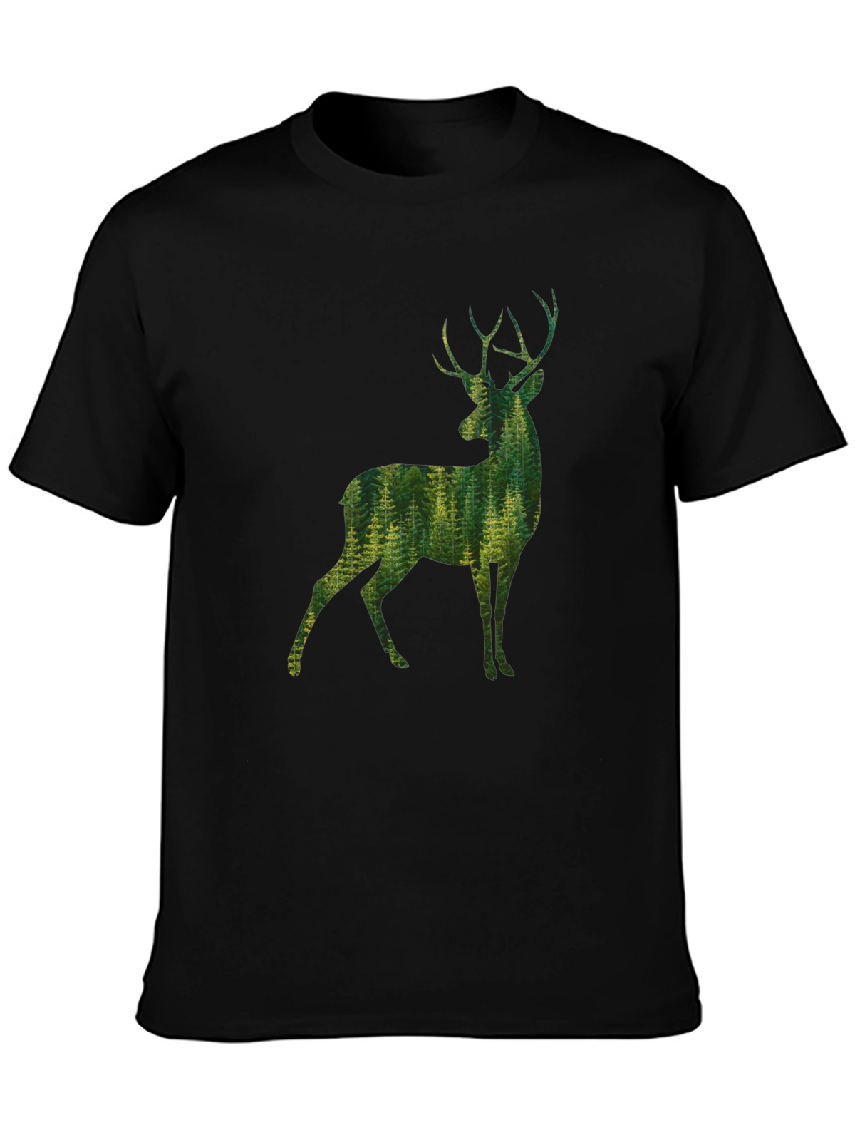 Nature Deer Graphic Tee - Mens Black T-Shirt