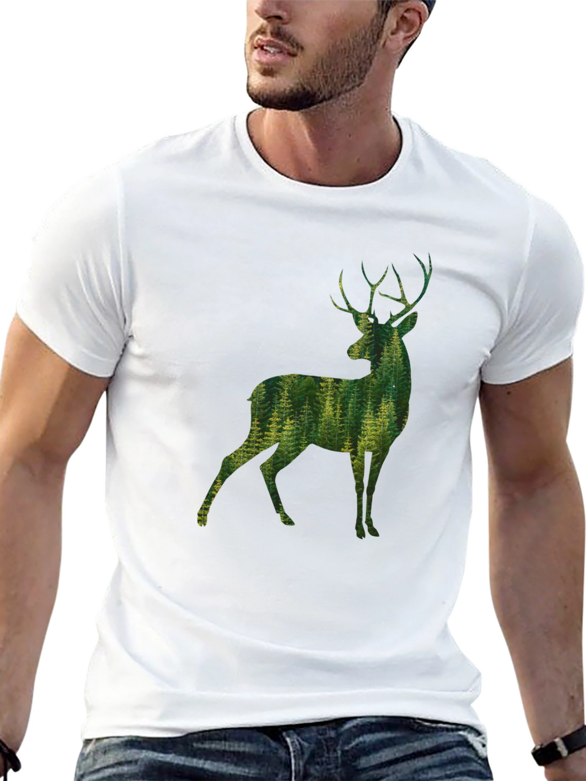 Nature Deer Graphic Tee - Mens Black T-Shirt