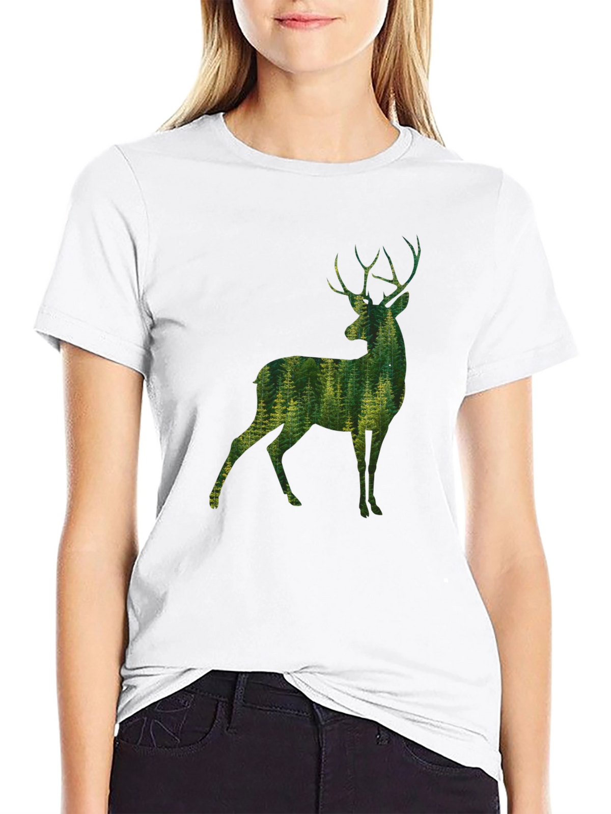 Nature Deer Graphic Tee - Mens Black T-Shirt
