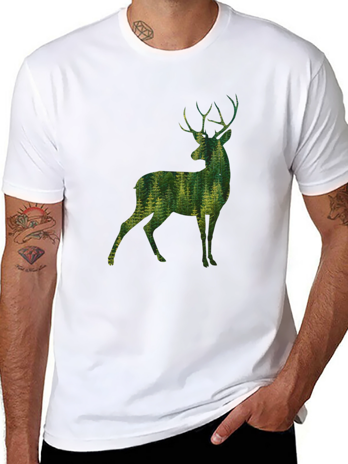 Nature Deer Graphic Tee - Mens Black T-Shirt