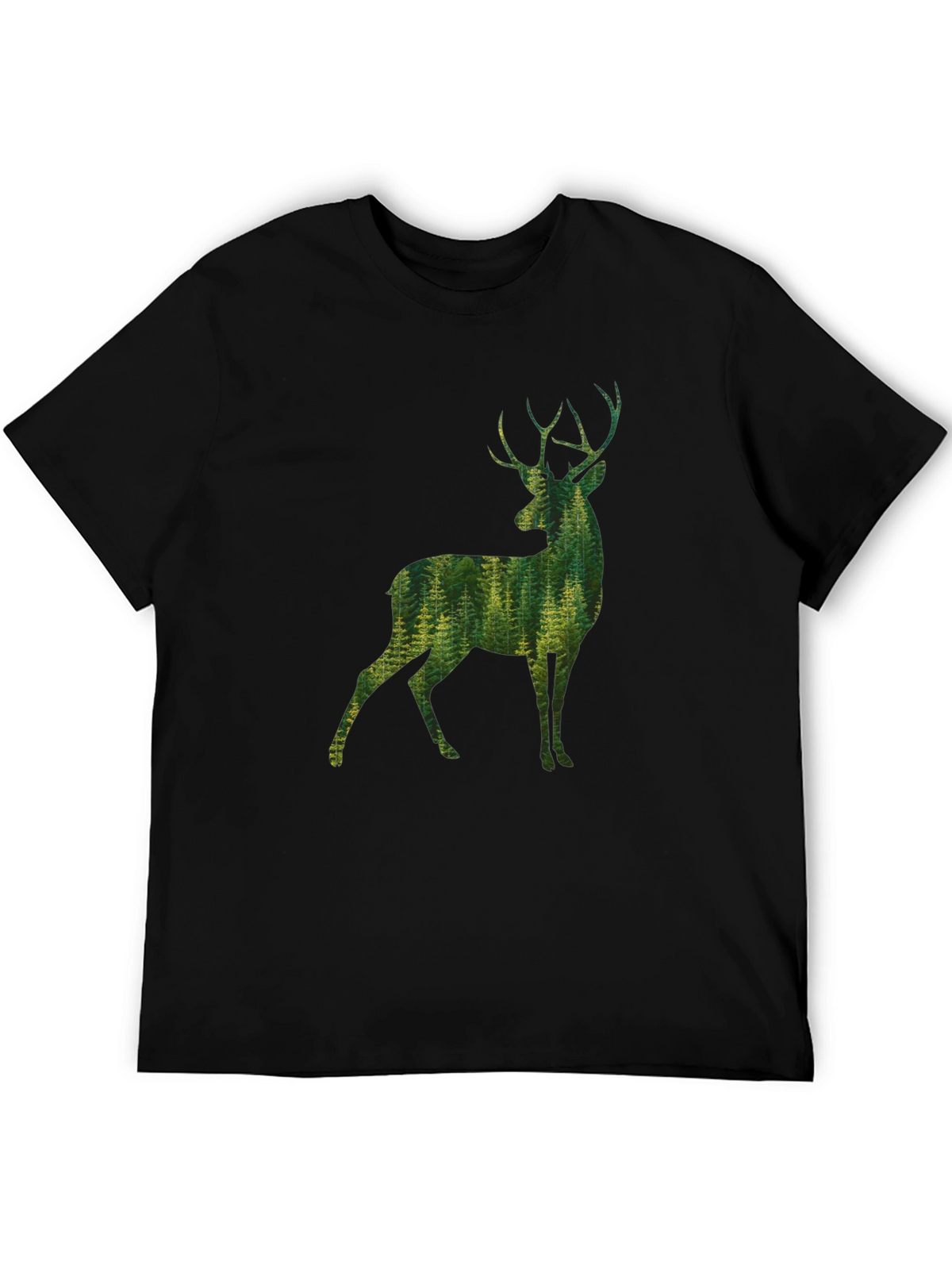 Nature Deer Graphic Tee - Mens Black T-Shirt