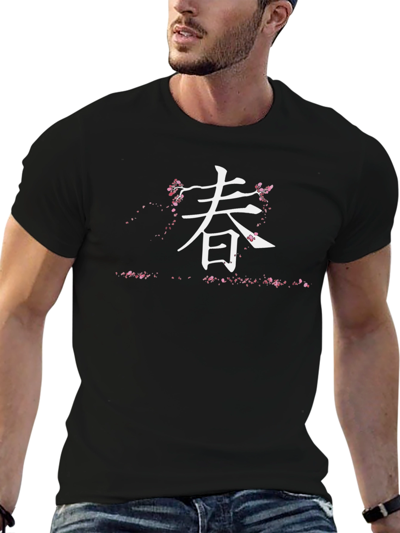 Spring Kanji Black T-Shirt - Stylish Asian Inspired Design