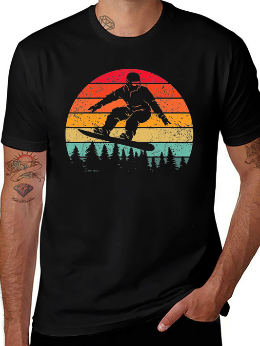 Retro Snowboarder Sunset Graphic Tee