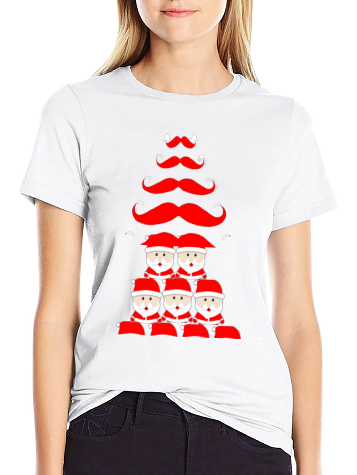 Festive Santa Mustache Christmas Tree Graphic Tee