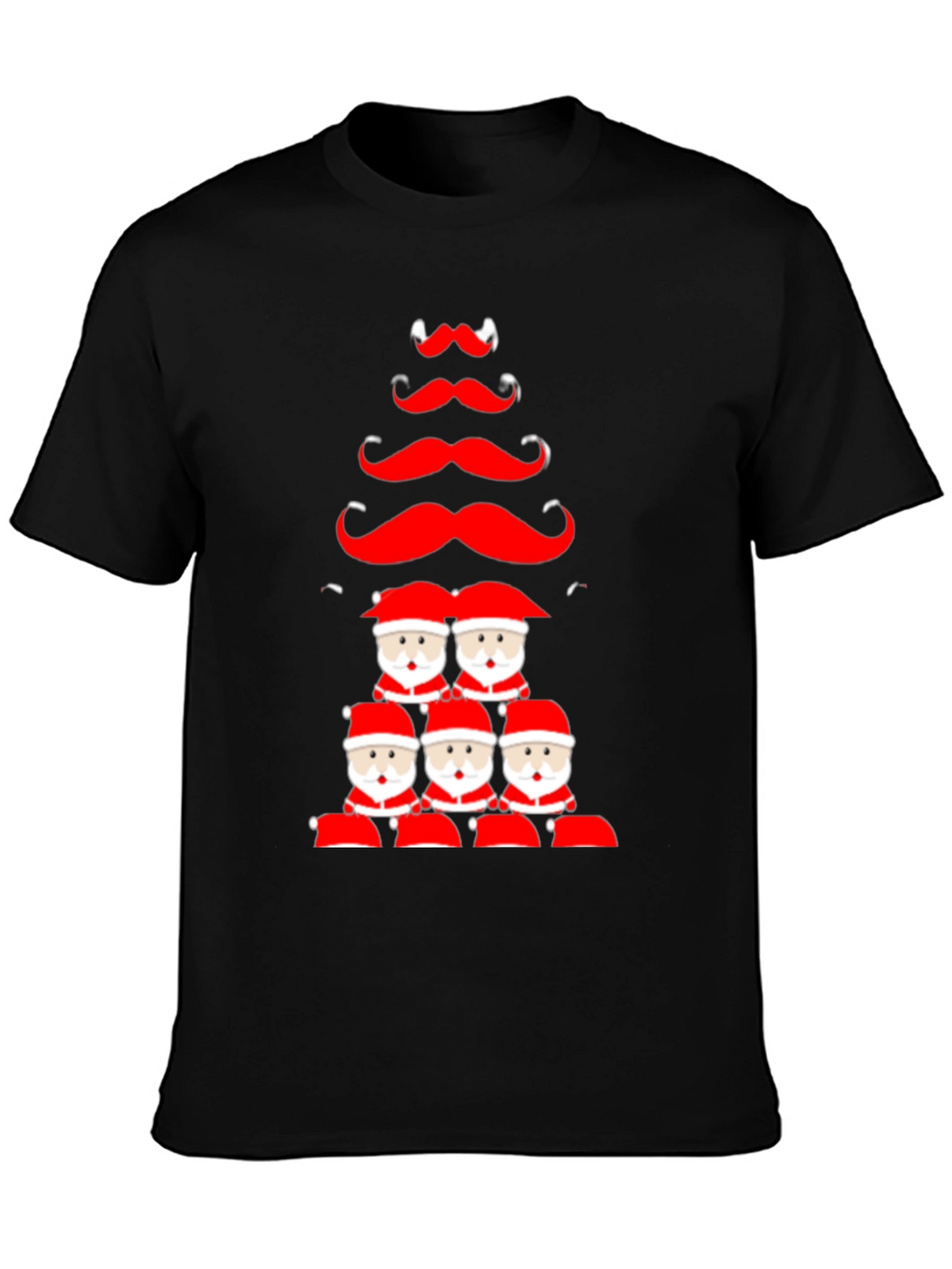 Festive Santa Mustache Christmas Tree Graphic Tee
