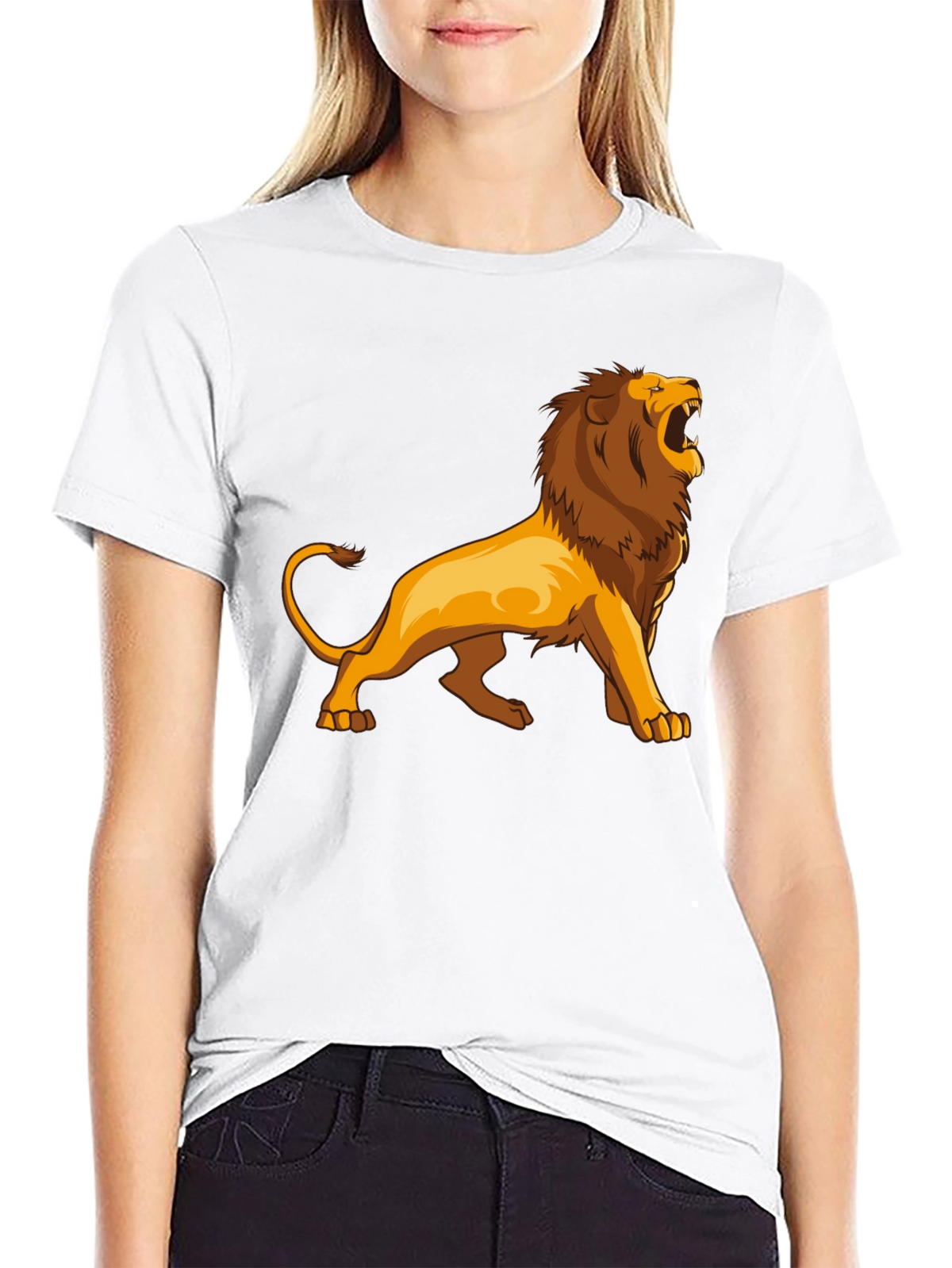 Lion Graphic Print Black T-Shirt for Men