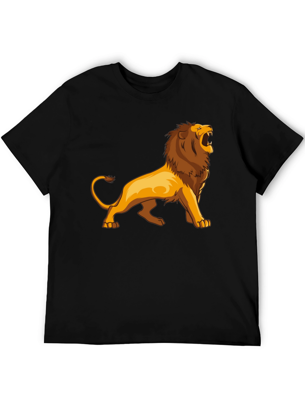 Lion Graphic Print Black T-Shirt for Men
