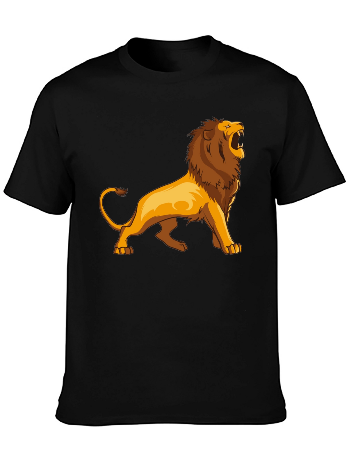 Lion Graphic Print Black T-Shirt for Men