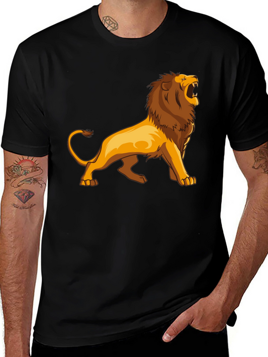 Lion Graphic Print Black T-Shirt for Men