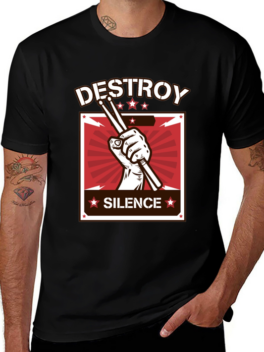 Destroy Silence Drummer Graphic T-Shirt