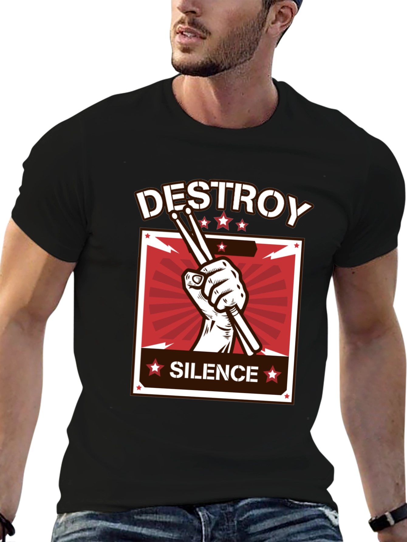 Destroy Silence Drummer Graphic T-Shirt