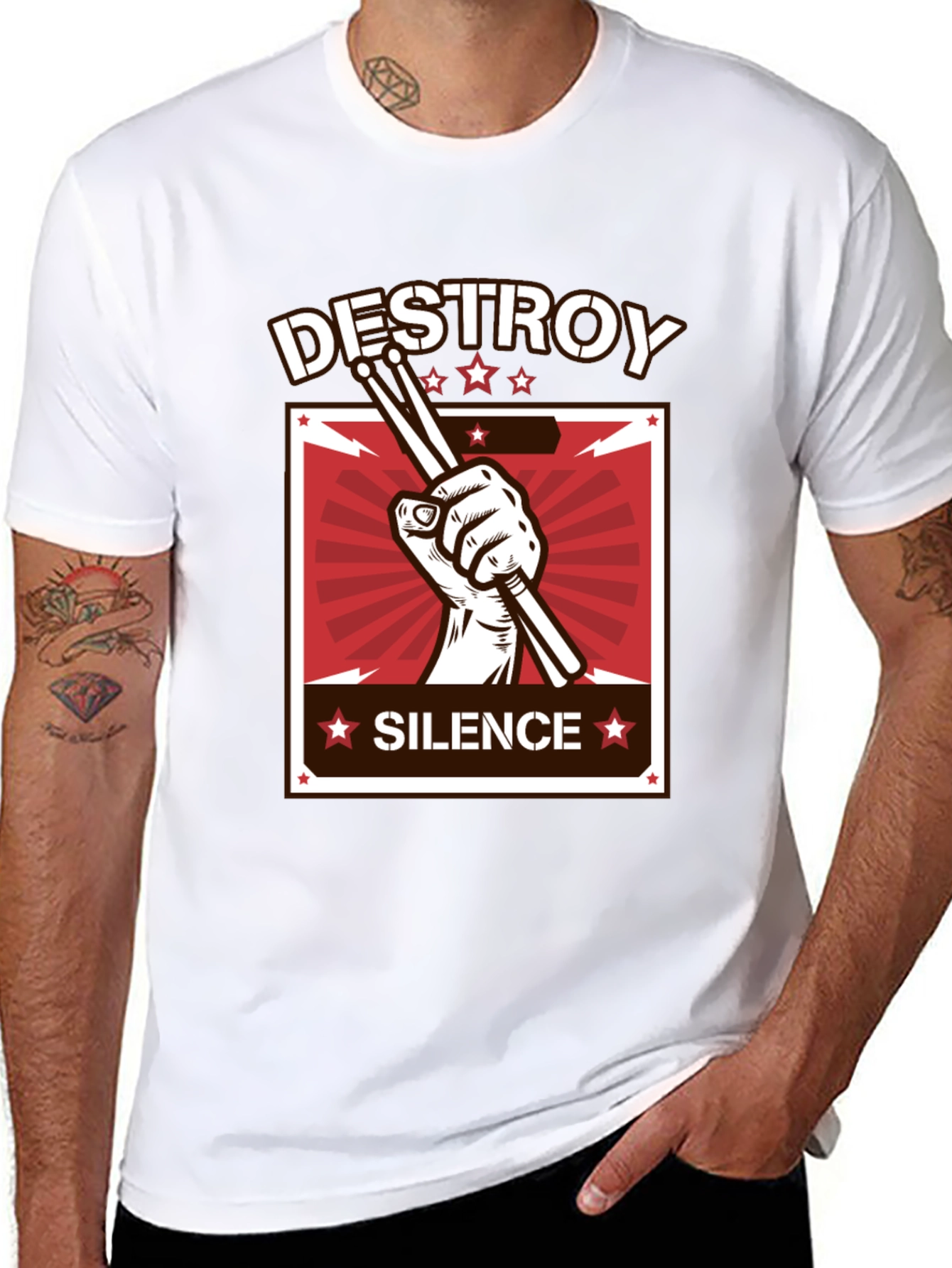 Destroy Silence Drummer Graphic T-Shirt