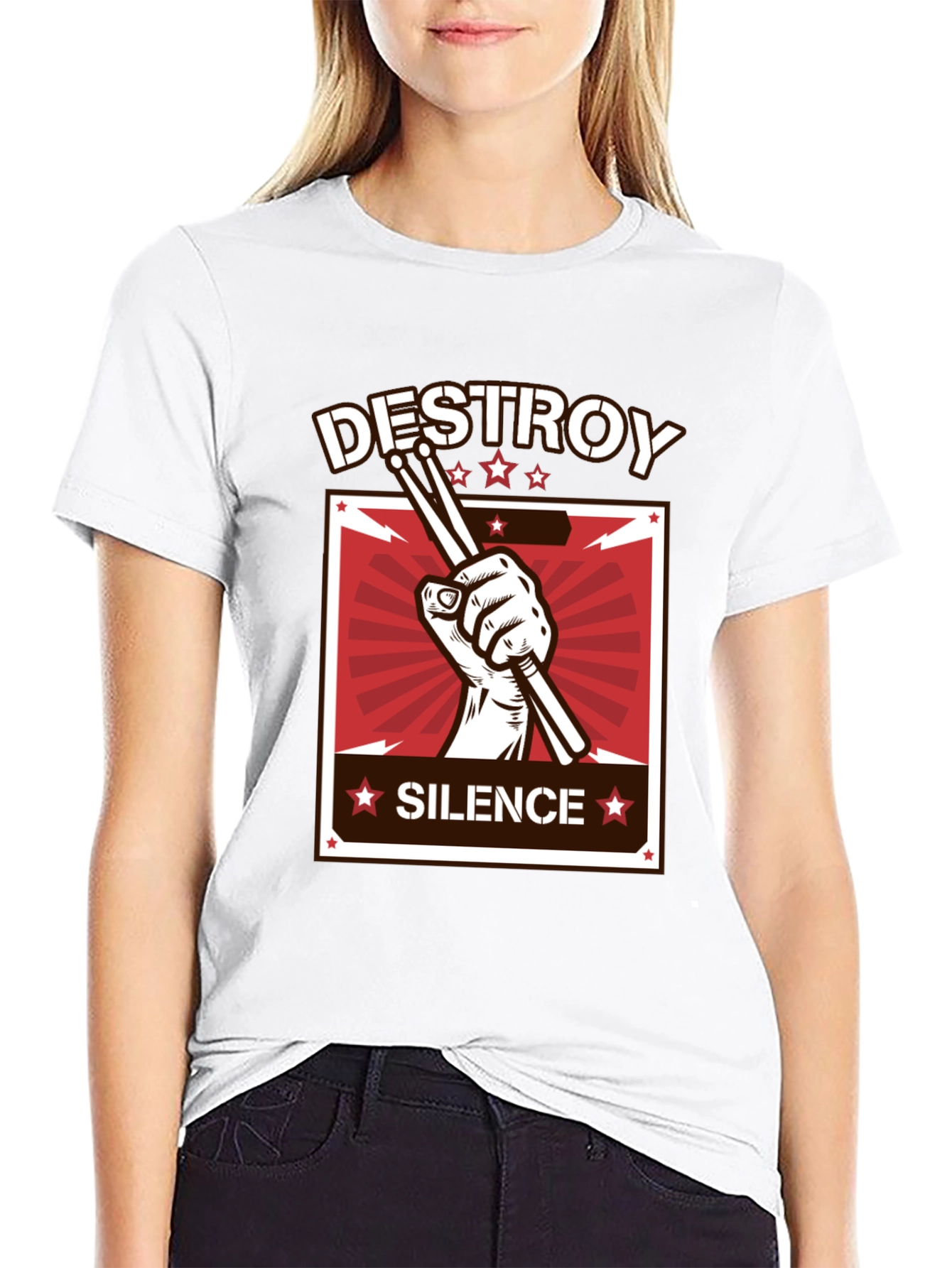 Destroy Silence Drummer Graphic T-Shirt