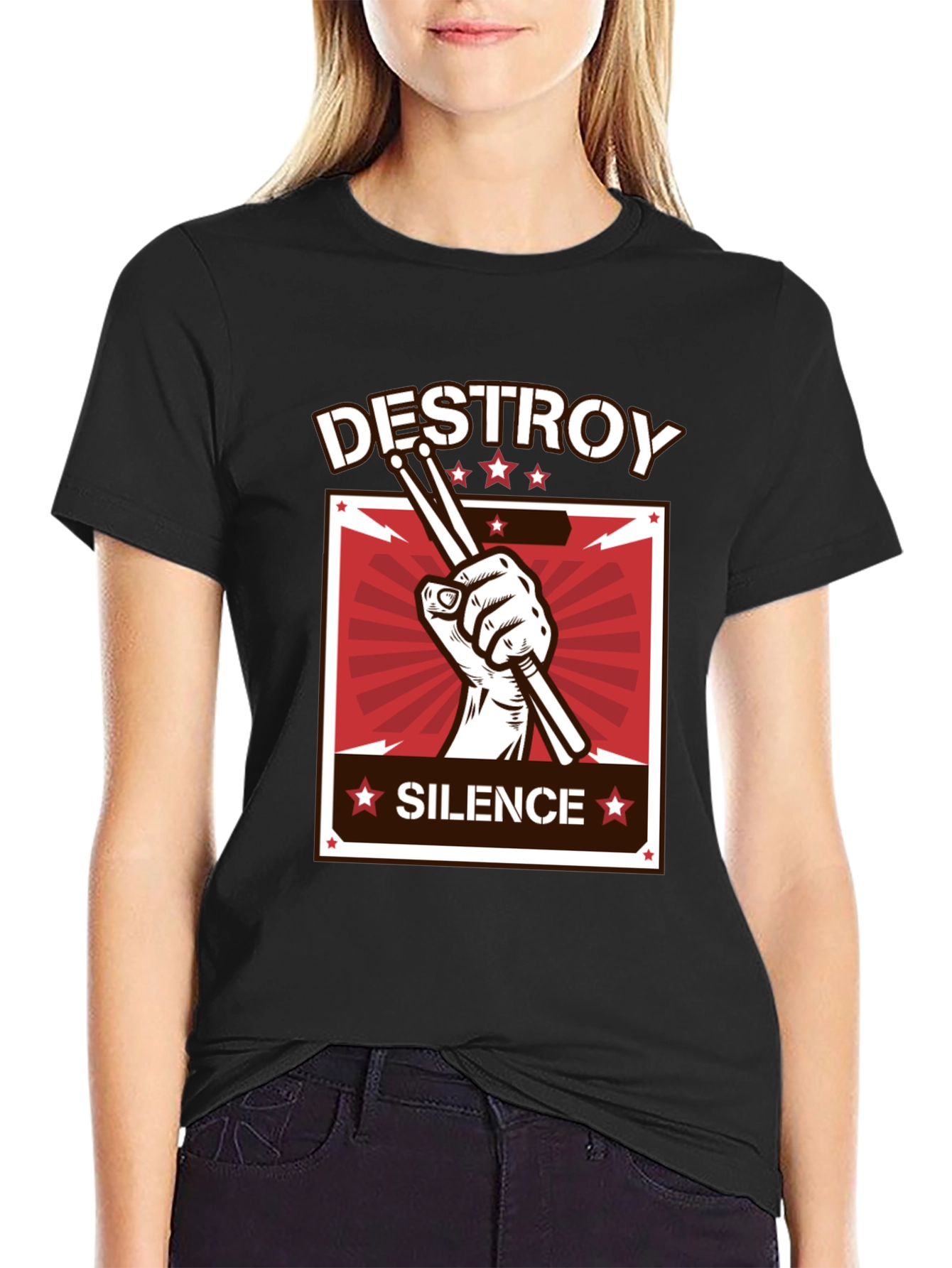Destroy Silence Drummer Graphic T-Shirt